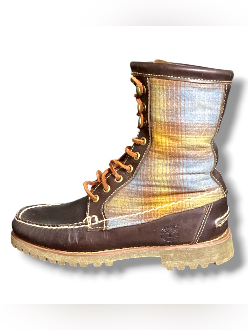 Timberland x Peddleton 8-Inch Handsewn Leather Plaid Boots Men's Size 7